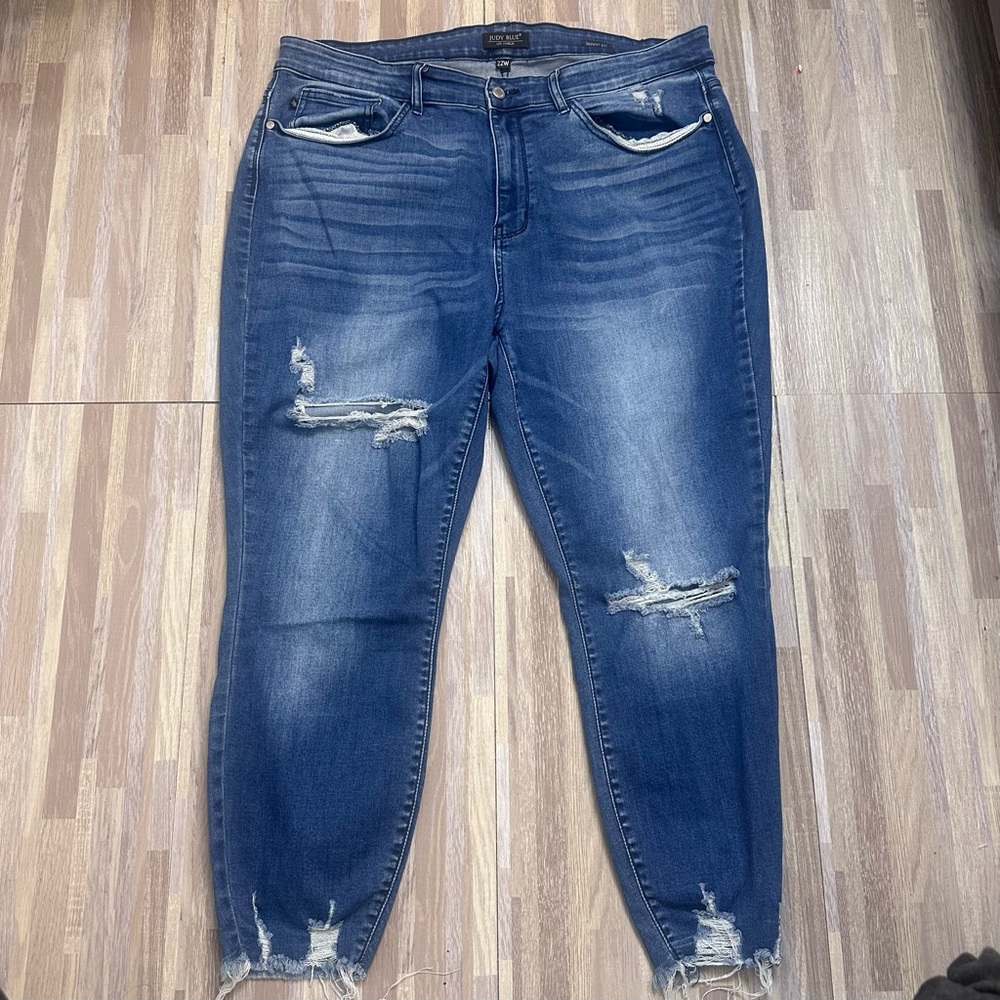 Judy Blue Distressed Blue Skinny Jeans for Women Plus Size 22